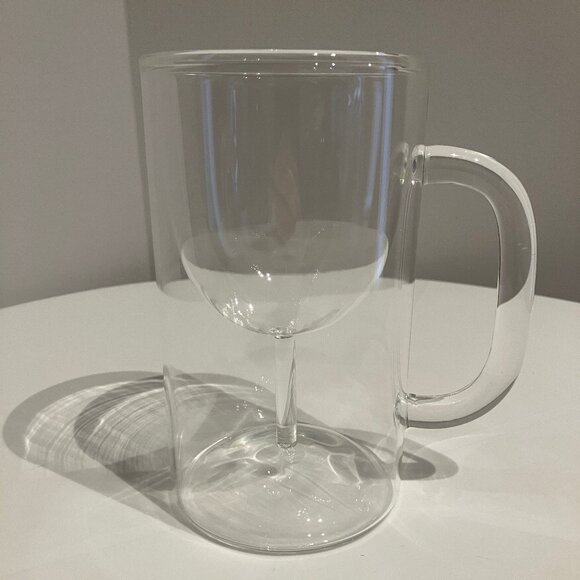 Fred And Friends 2009 Winestrin Clear Hand Blown Glass 6" Wine Glass Beer Mug - Picture 1 of 8